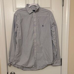 Polo Ralph Lauren Blue and White Checkered Dress Shirt
